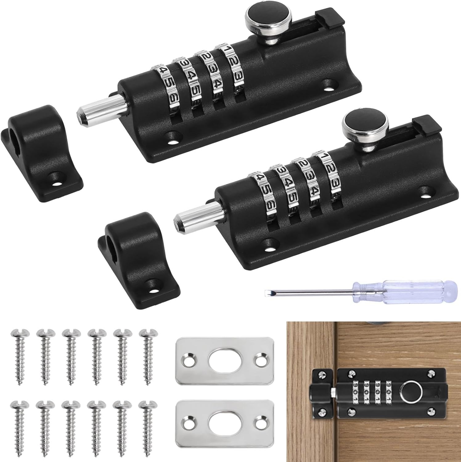 Jolof Store 120mm Combination Locking Bolt – Zinc Alloy Gate Lock (2 Pack)