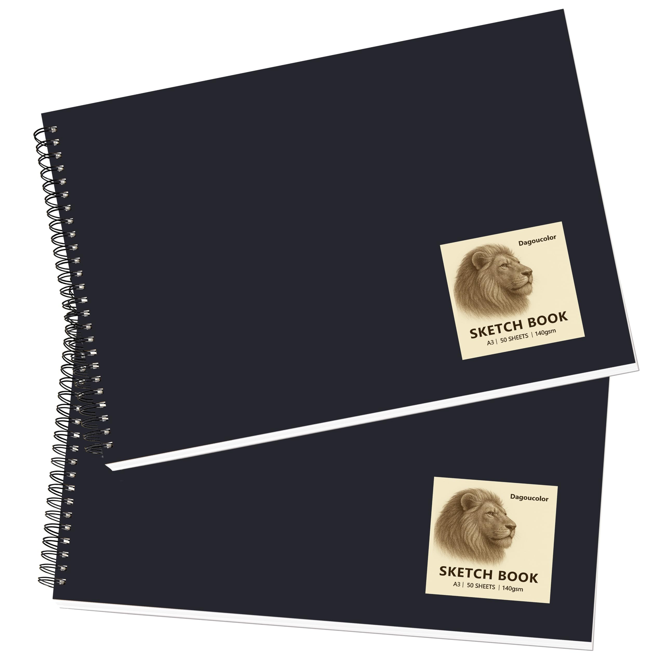 DagouColor A3 Sketch Book | 2 Pack 140GSM Spiral Drawing Paper