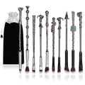 Wizard Makeup Brushes – 10Pc Silver Metal Wand Set with Bag