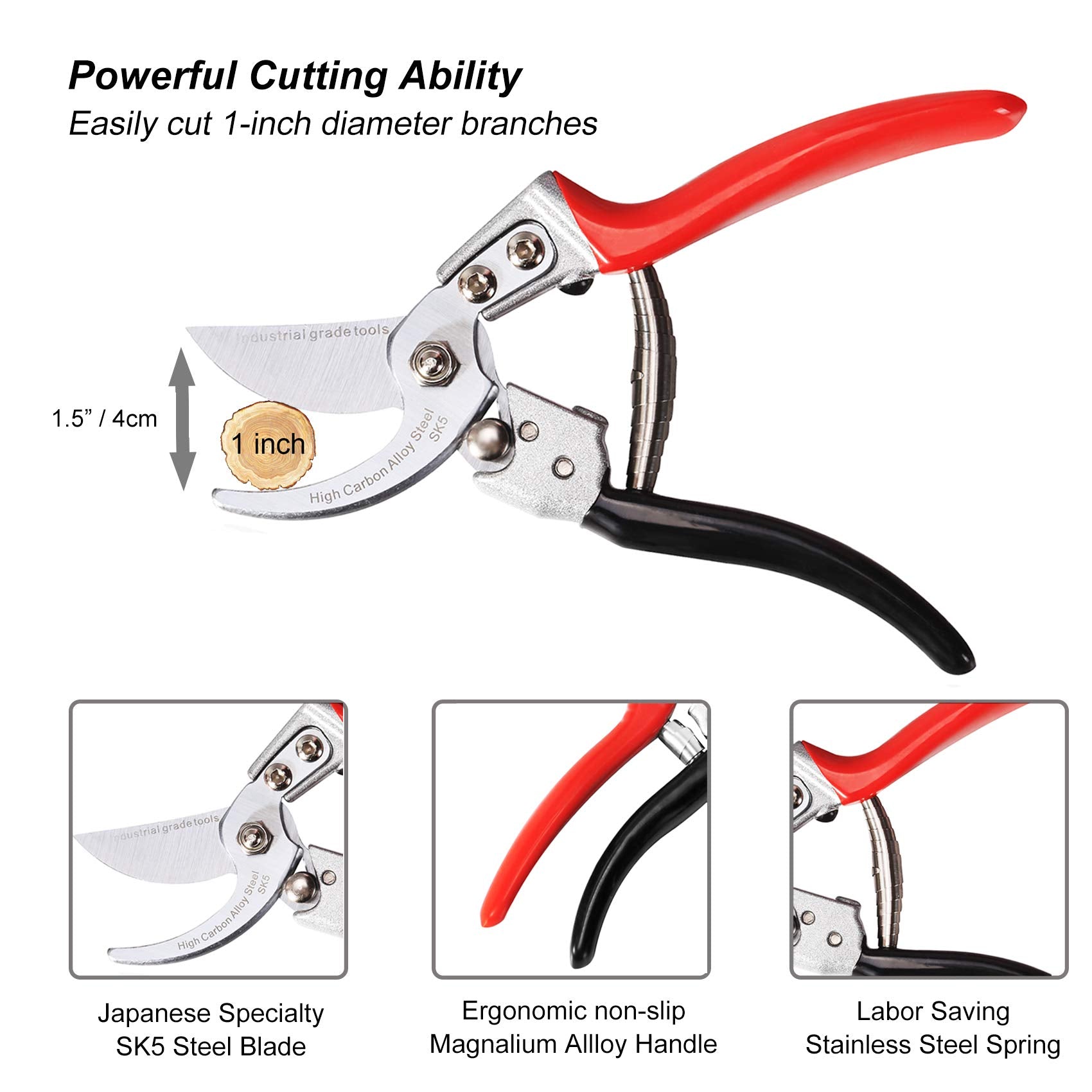 TONMA 8 Inch Japanese SK5 Steel Garden Shears | Ergonomic Pruning Scissors