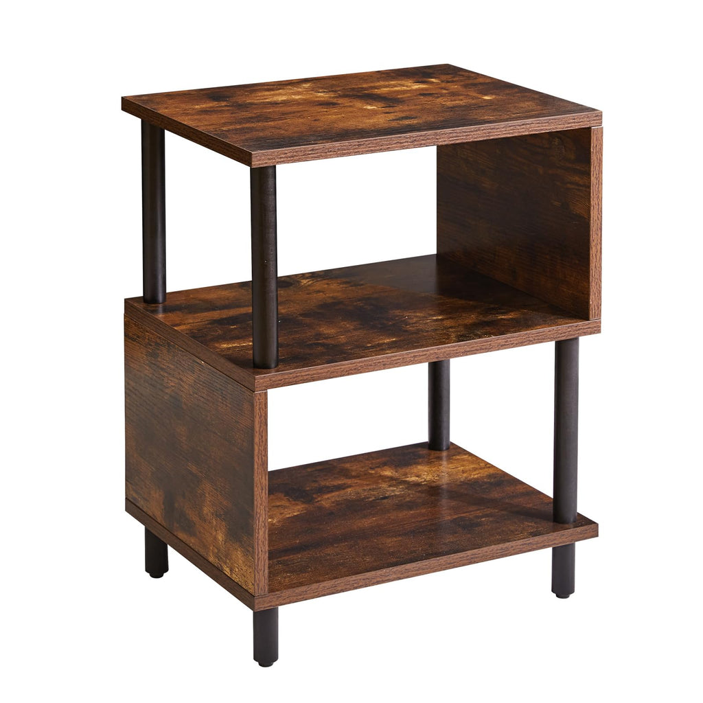 Aibiju 3-Tier S-Shaped Side Table | Narrow End Table with Storage Shelf
