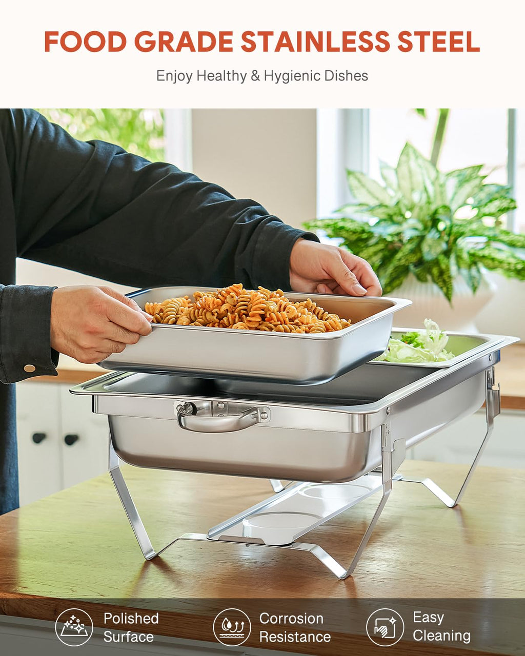 WILPREP 2-Pack Chafing Dish Buffet Set | 9L Stainless Steel Food Warmers