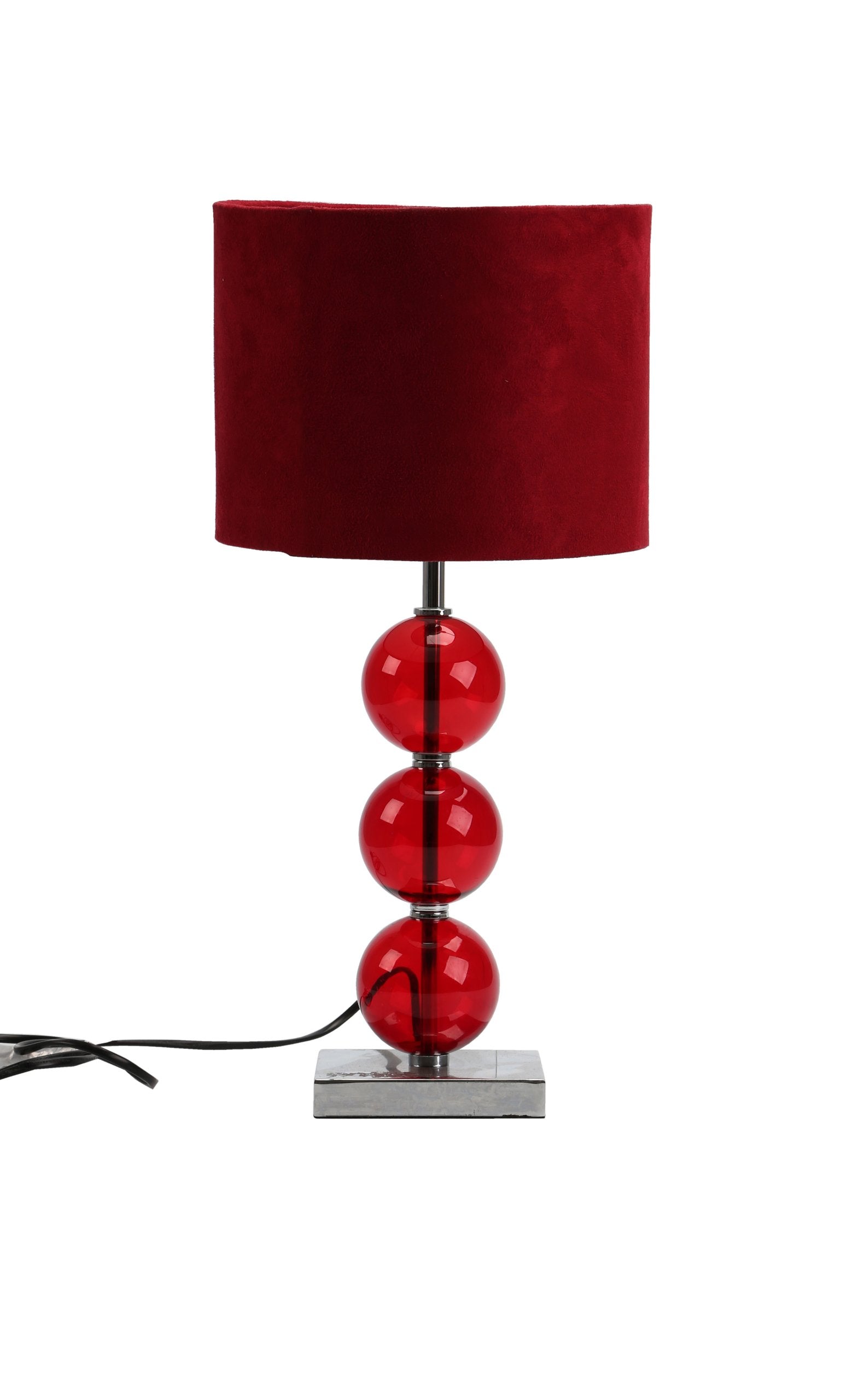 Premier Housewares Red Bedside Table Lamp | Suede Shade & Chrome Base