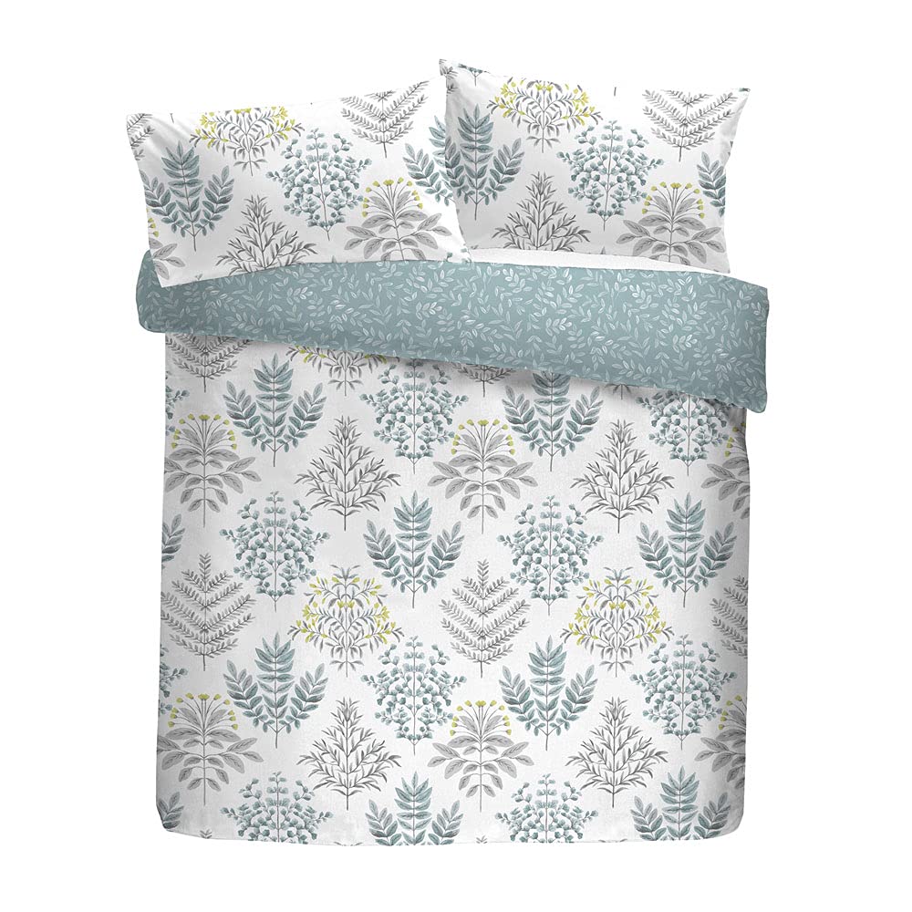 Dreams & Drapes Emily Duck Egg King Duvet Cover Set – Reversible Fern