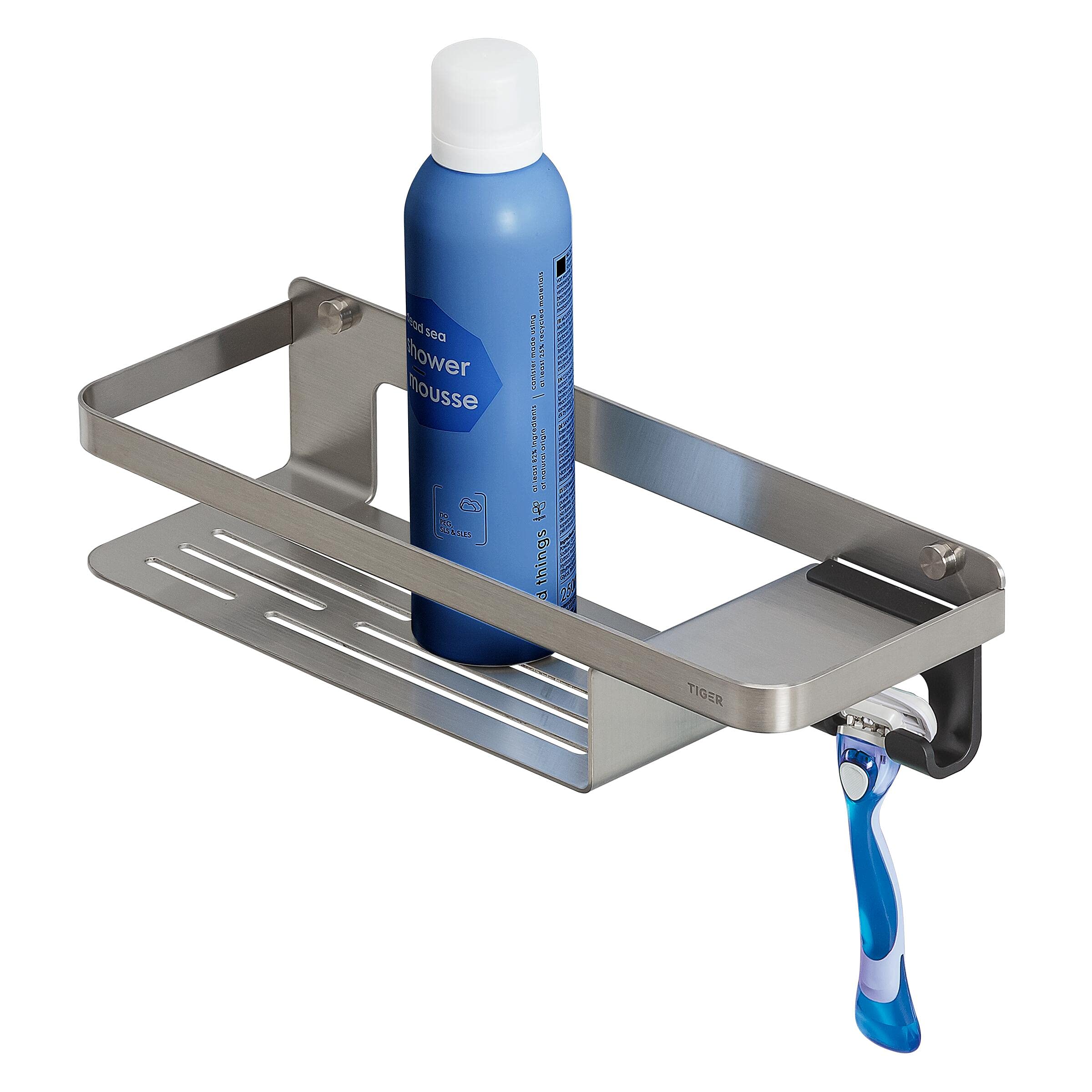 Tiger Caddy Shower Basket with Hook - 32cm Brushed Stainless Steel