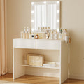 JUMMICO Vanity Desk with LED Mirror | White Dressing Table with 2 Drawers