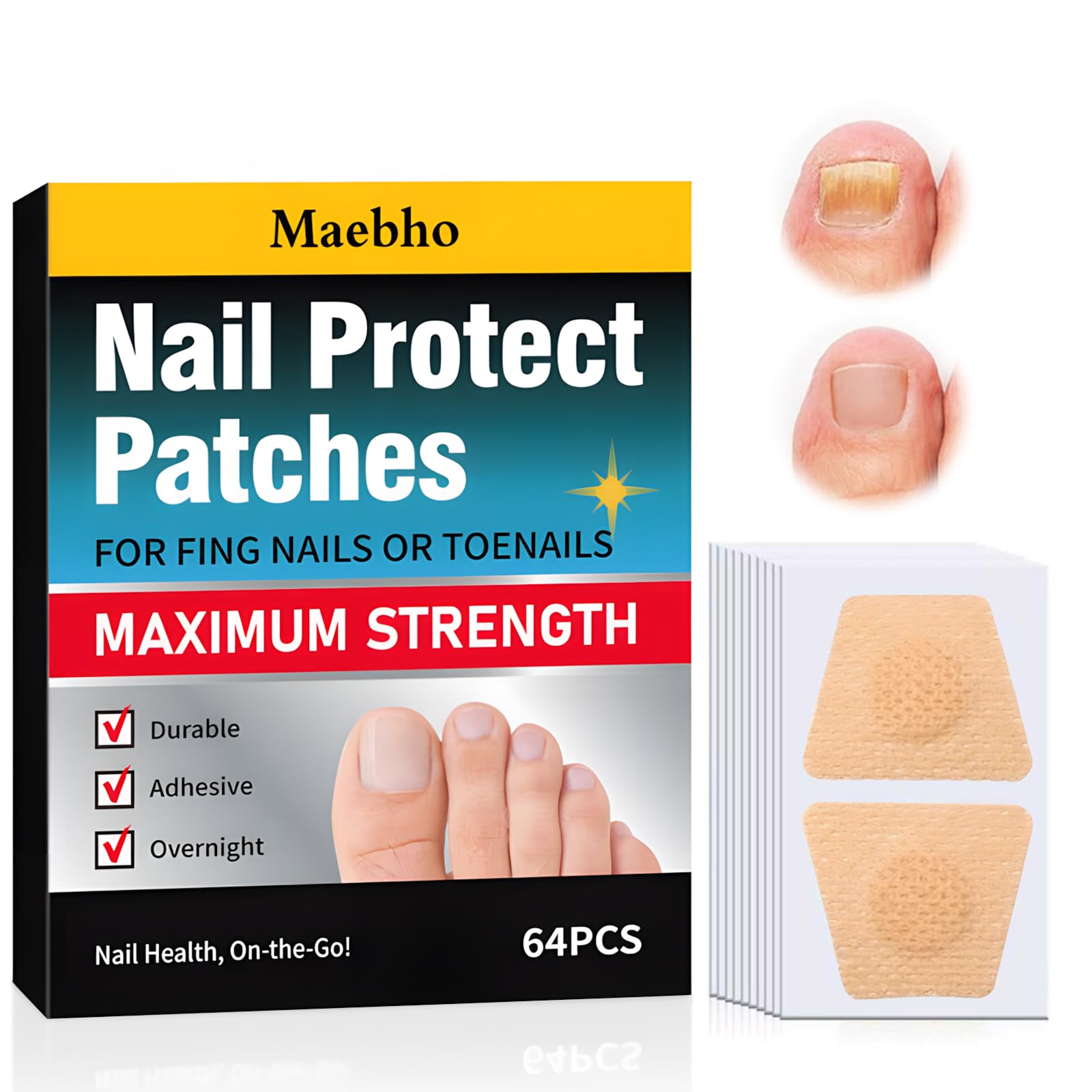 Jolof Store Toenail Correction Patches - 64 Pack Nail Repair Strips