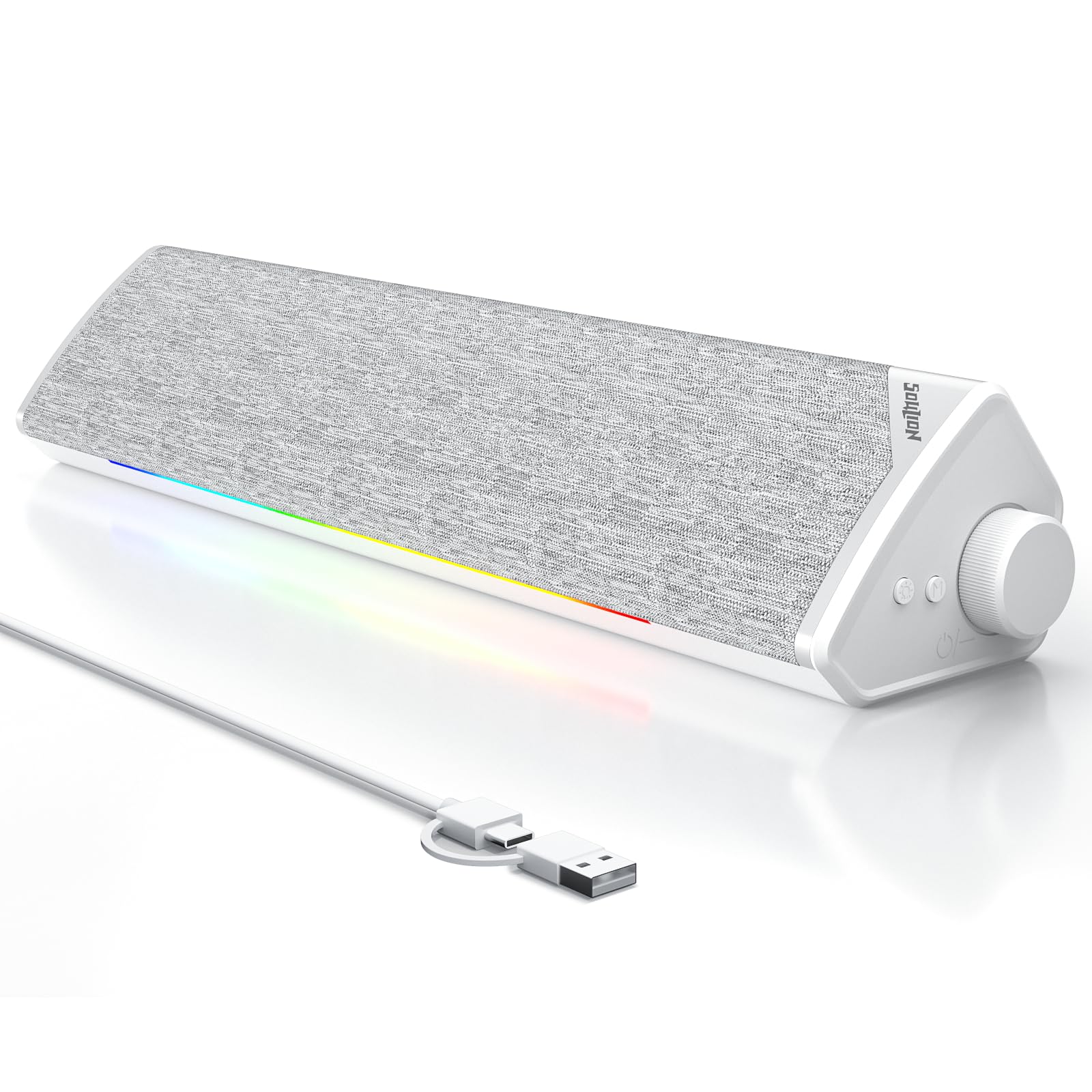 SOULION R60 PC Soundbar - Bluetooth 5.3 Gaming Speakers with LED