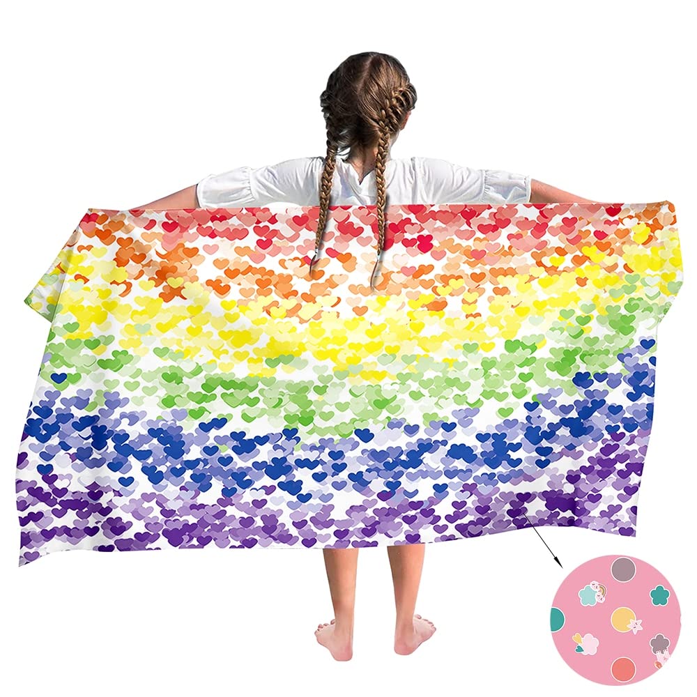 Ulticool Microfibre Children's Towel 140 x 70 cm - Rainbow Flag Unicorn - Lightweight Travel Towel Quick-Drying Bath Towel Beach Towel Microfibre - image 1