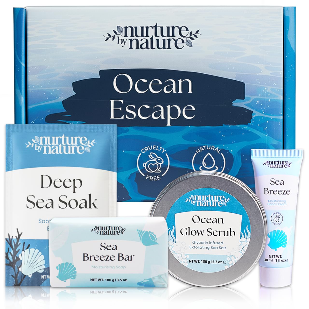 Nurture by Nature Pamper Gift Set - 4-Piece Vegan Spa Hamper for Women