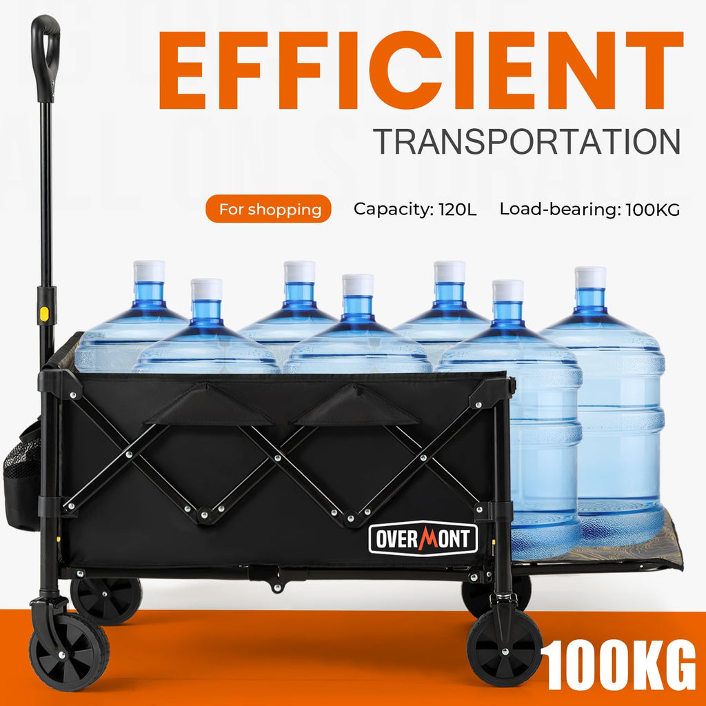 Overmont 120L Collapsible Wagon Cart – Heavy Duty Camping Trolley