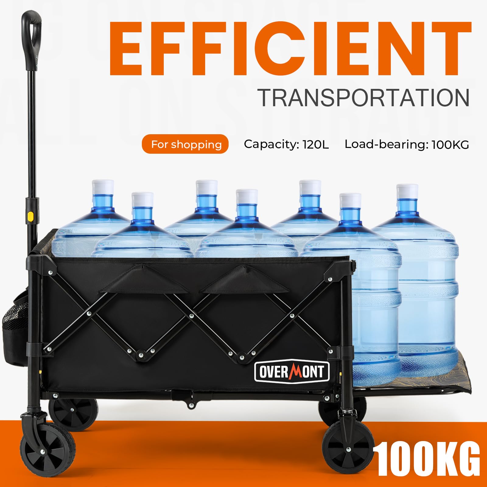 Overmont 120L Collapsible Wagon Cart – Heavy Duty Camping Trolley