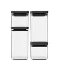 Brabantia Tasty+ Stackable Food Canisters - 4 Piece Set | Dark Grey