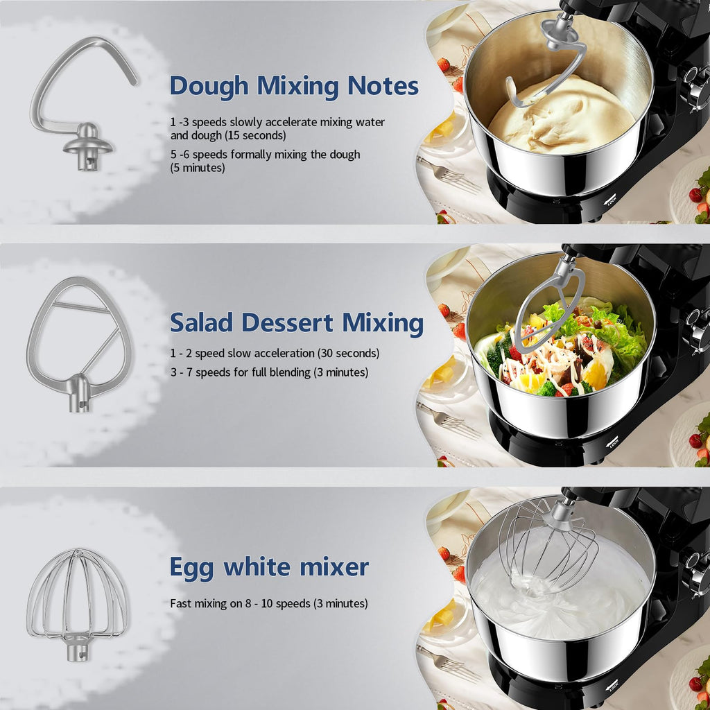 Vezzio Small Stand Mixer | 4.5L 1500W 10-Speed Electric Kitchen Mixer
