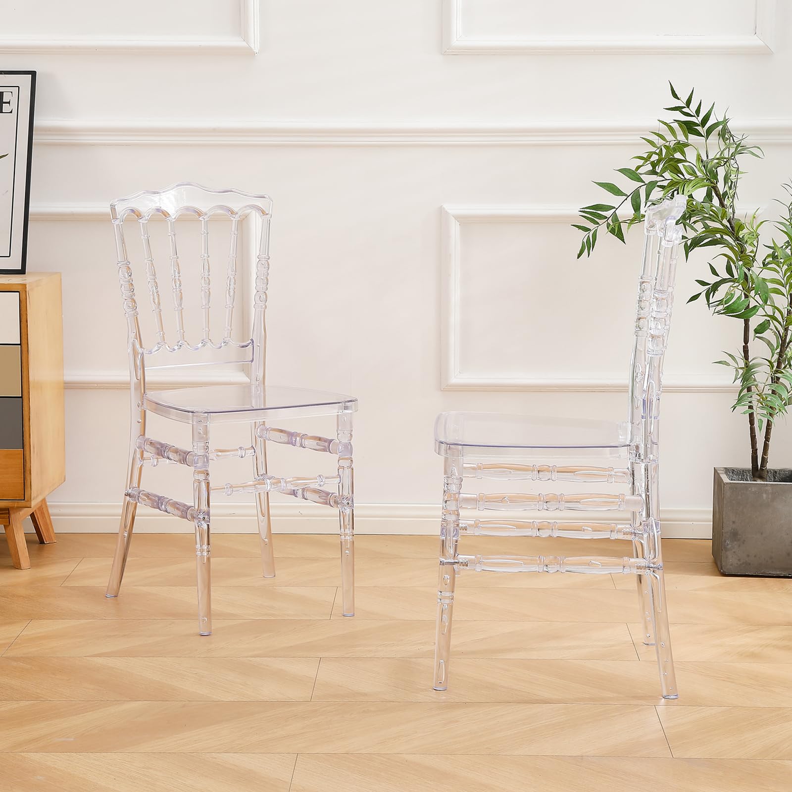 TAO ONE Clear Napoleon Acrylic Chairs | Modern Stackable 2-Pack