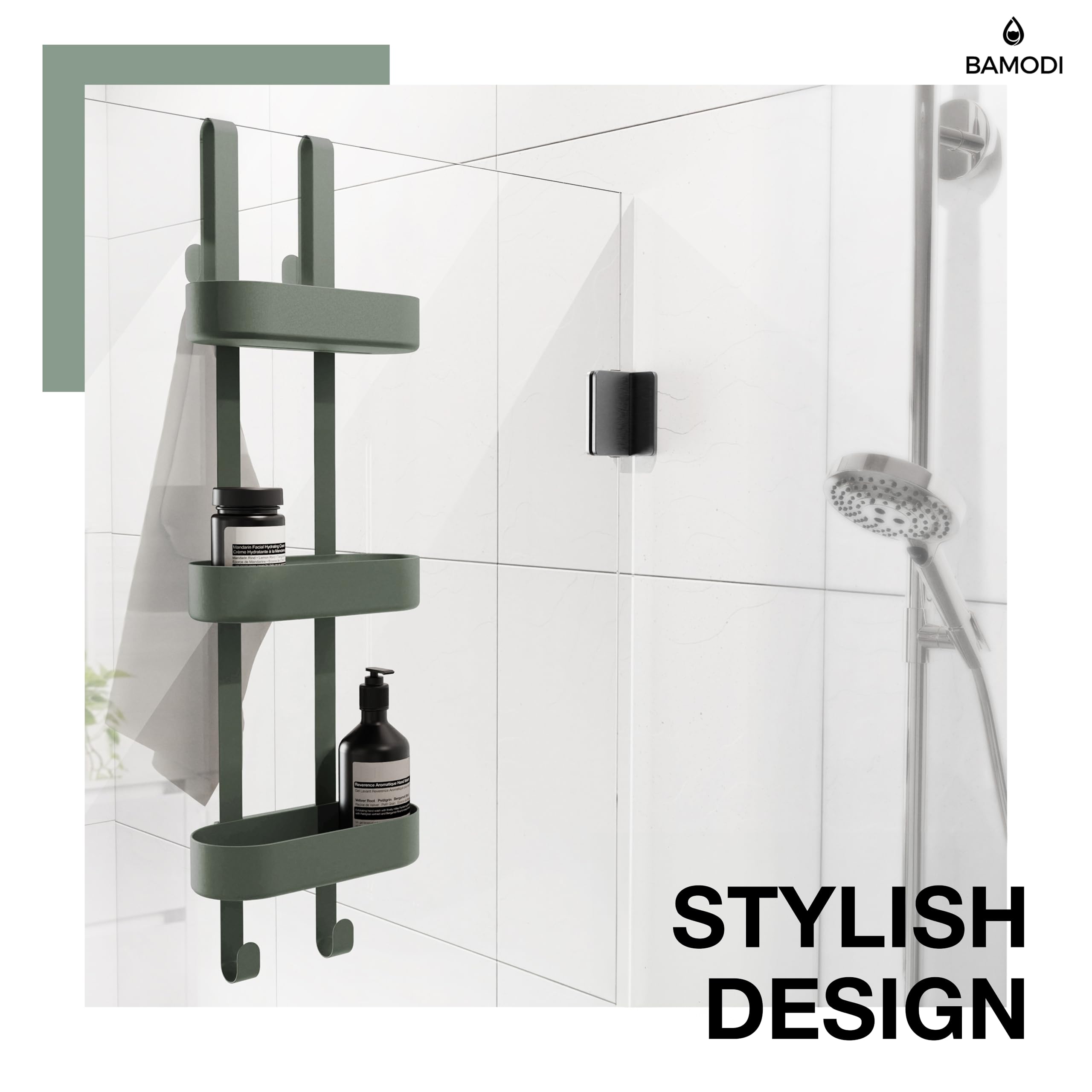Bamodi 3-Tier Hanging Shower Caddy – Adjustable Plastic Storage Organizer