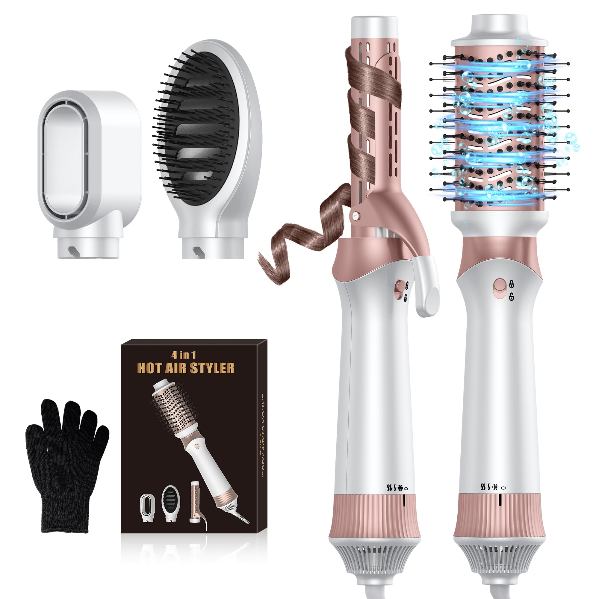 4-in-1 Hair Dryer Brush Set | Multi-Use Styler & Curler, White