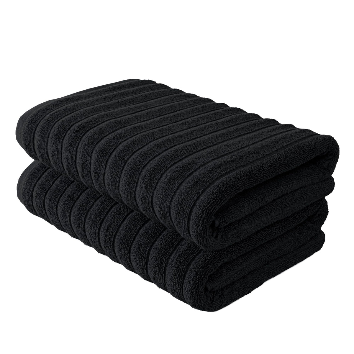 BERIBO Cloud Turkish Towel Set 100% Cotton 620gsm Black, 2 Bath Towels - image 1