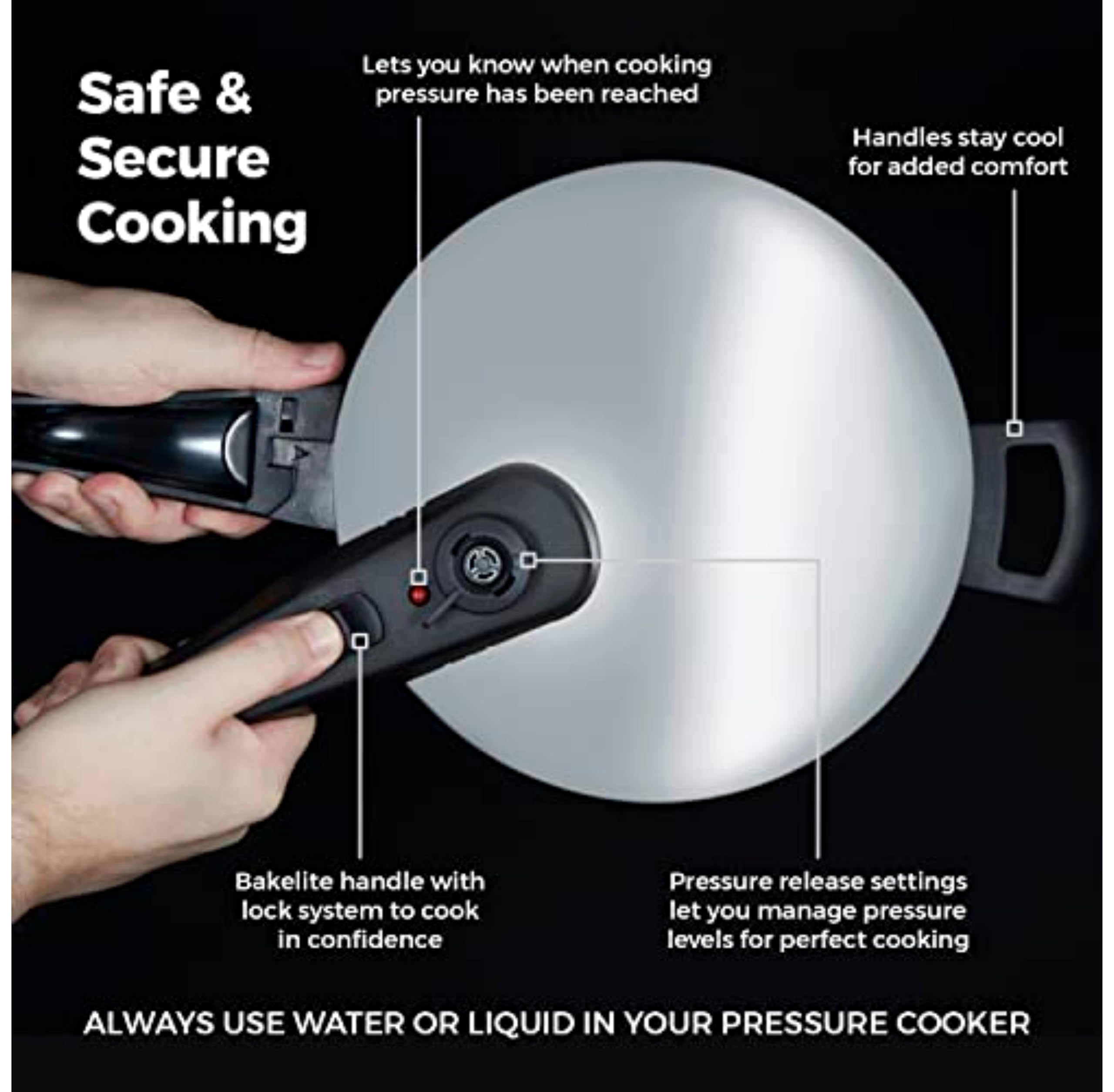 Tower T80244 6L Pressure Cooker with Steamer Basket | Stainless Steel