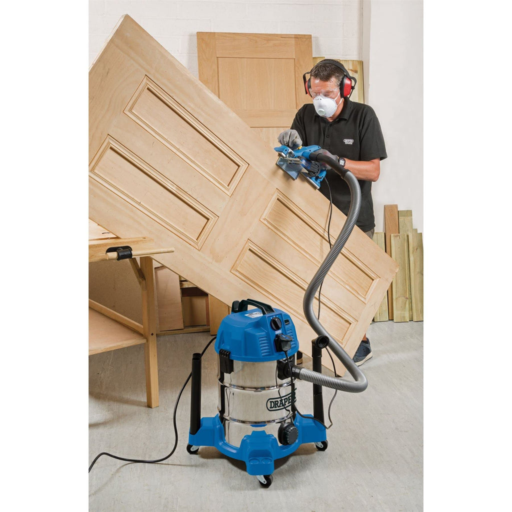 Draper 1600W Wet and Dry Vacuum Cleaner | 30L Stainless Steel Tank