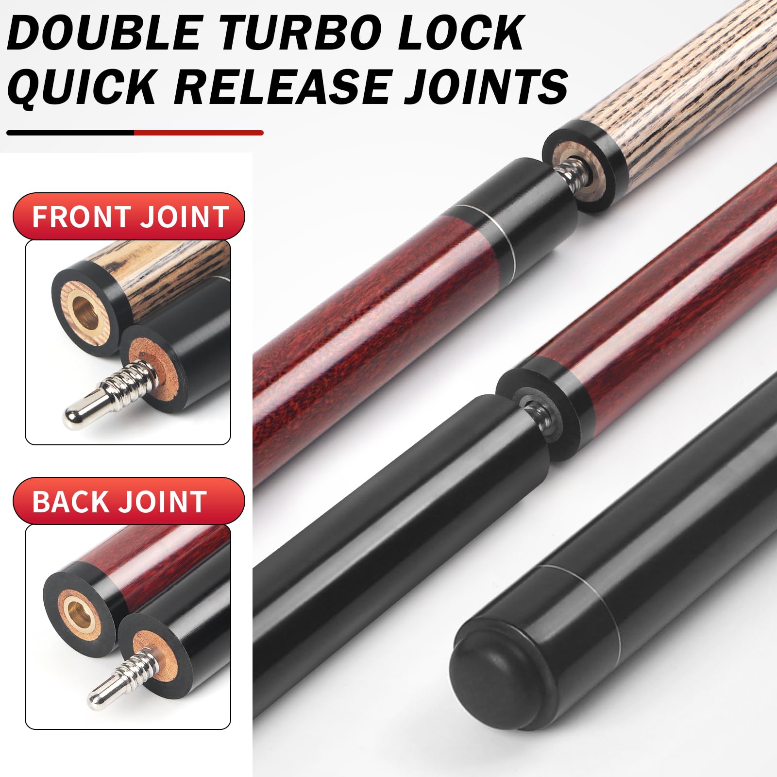 Aklot Heavy Jump Break Pool Cue | 23-25oz Ash Wood Stick | 14mm Tip