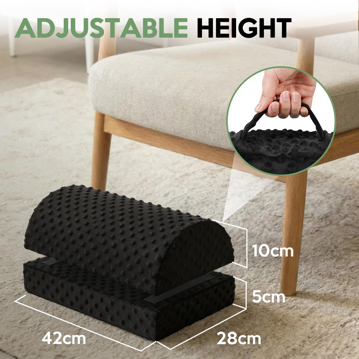 Foot Rest Under Desk - Desk Foot Rest with 2 Adjustable Heights - Ergonomic Footrest for Office Chair & Gaming Chair - image 3
