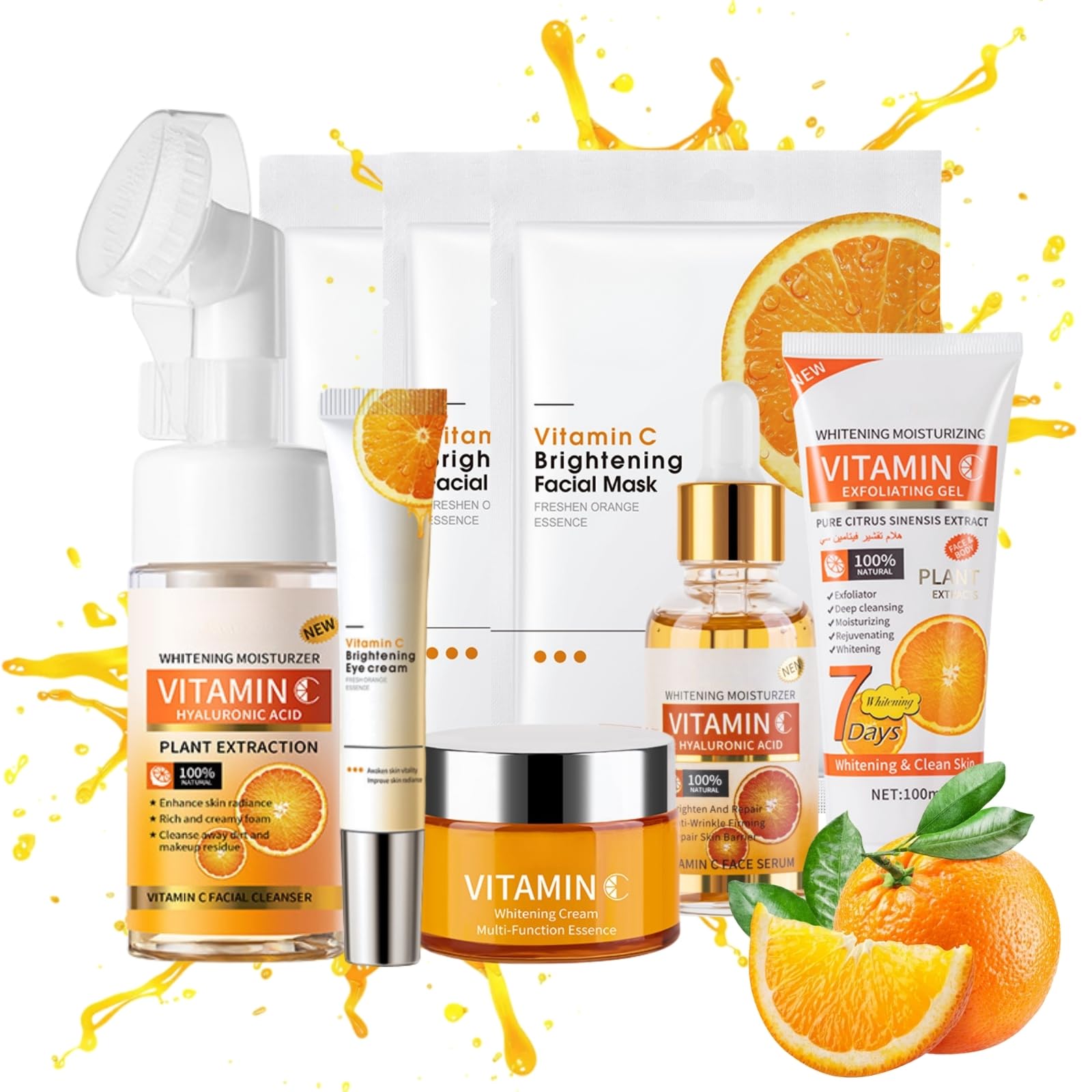 Vitamin C Skin Care Set – 8pc Brightening & Anti-Aging Kit