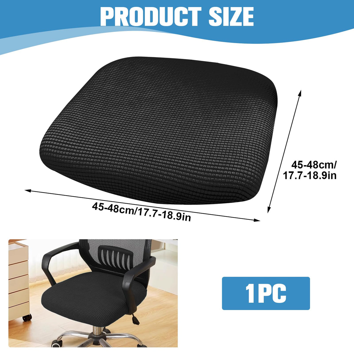 Jesiah Office Chair Cover, Black Large Computer Gaming Chair Seat Cover - image 4