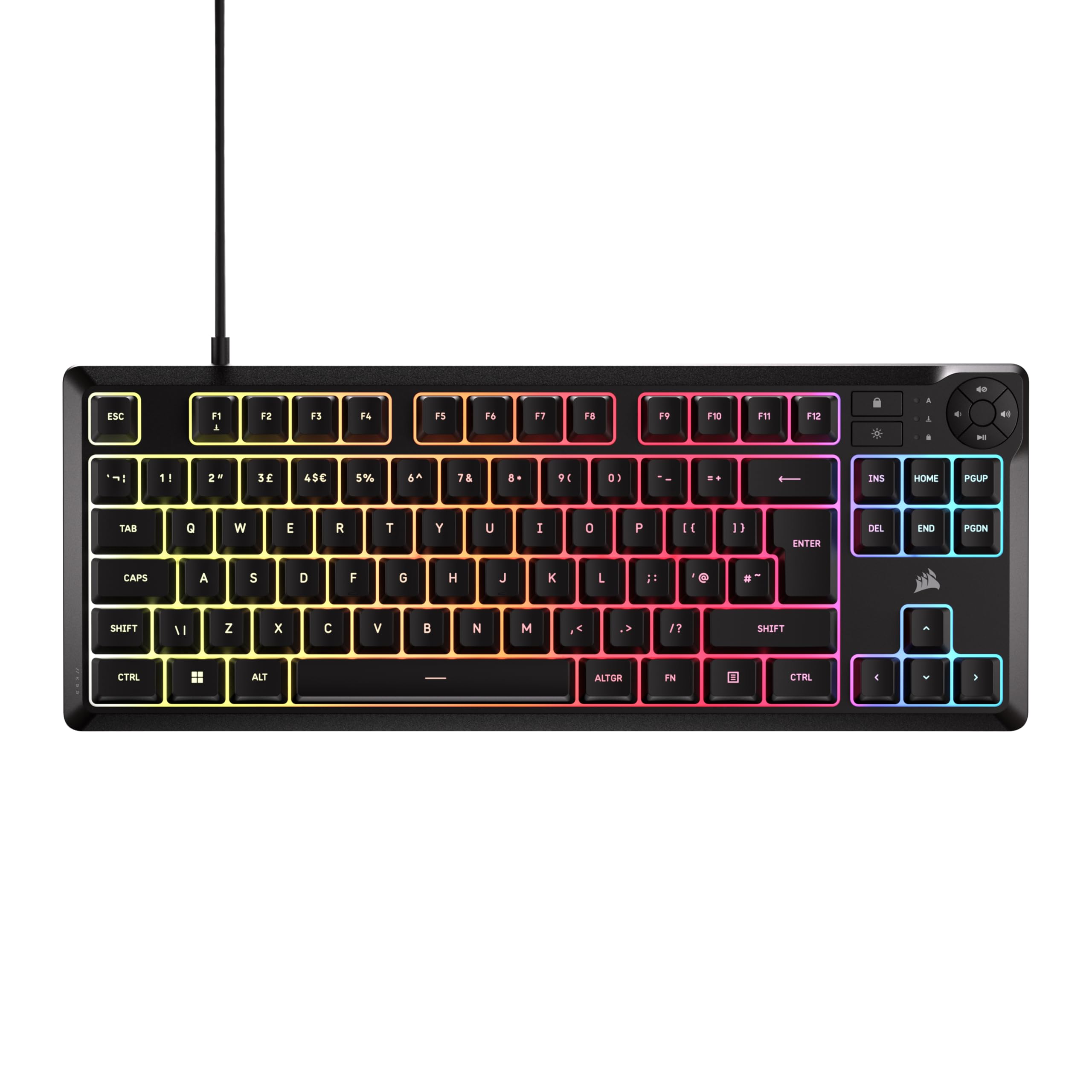 Corsair K55 CORE TKL RGB Gaming Keyboard – Quiet Membrane - UK Layout