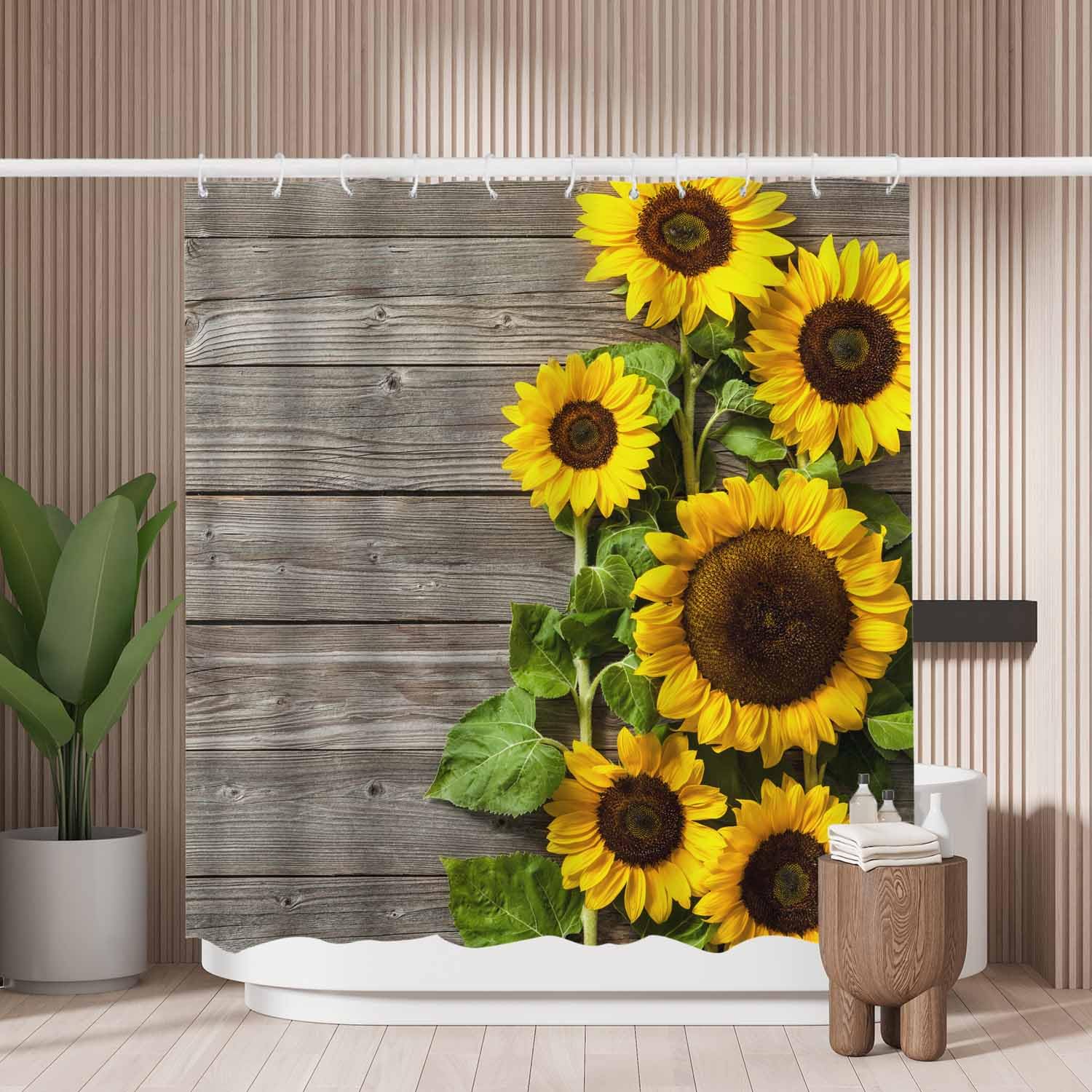 Sunflower Shower Curtain – Mold Resistant Waterproof Fabric