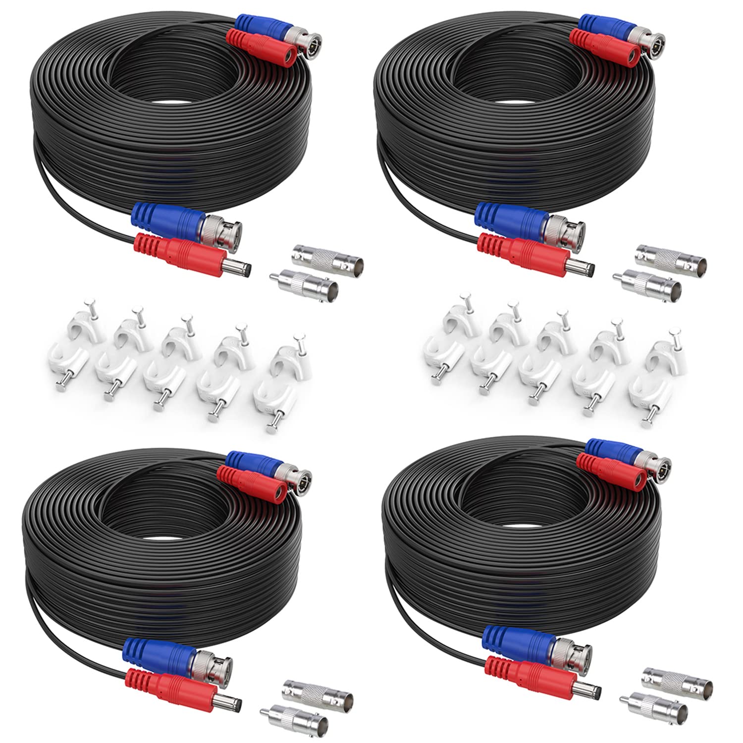 SANNCE BNC Video Power Cable 4 Pack - 100ft HD CCTV Security System