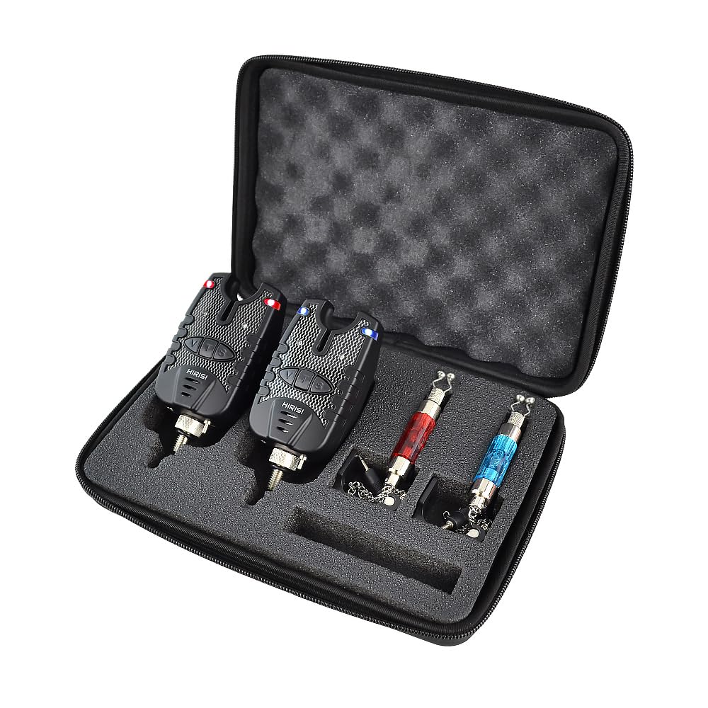 Hirisi Tackle Carp Fishing Bite Alarm and Swinger Set | Blue & Red LED