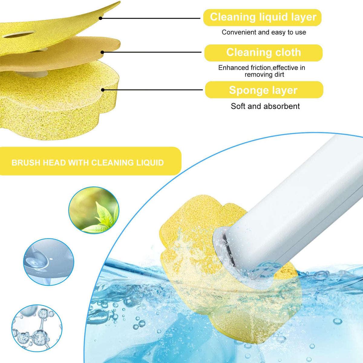 Disposable Toilet Brush Refills,30 Pcs Toilet Wand Replacement Heads-Yellow - image 4