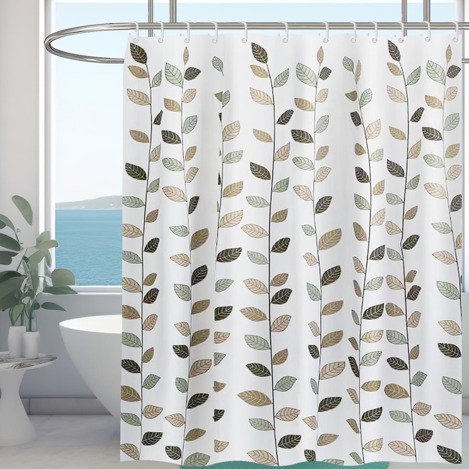 Minicoco Waterproof Shower Curtain | Anti-Mold Polyester, 180x180cm