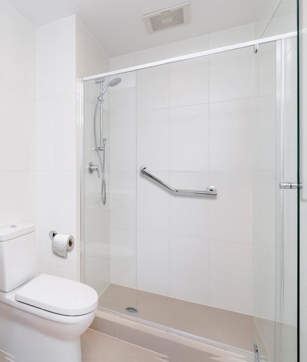 Jolof Store Angled Bathroom Grab Bar - Chrome Stainless Steel Rail