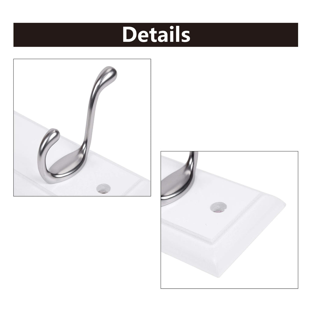 DOKEHOM Wall Mounted Coat Hook Rack | 2 Pack 6-Satin Nickel Hooks