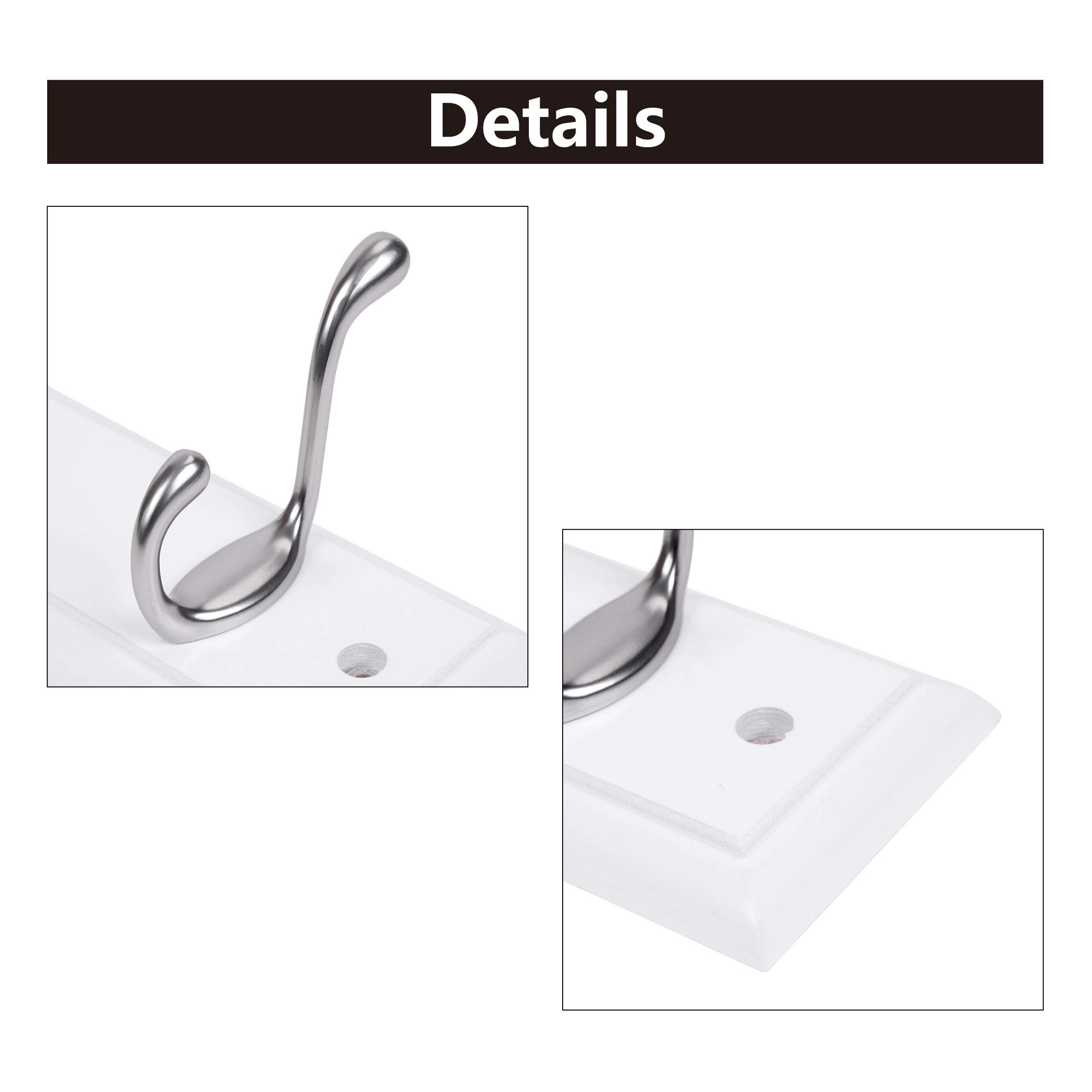 DOKEHOM Wall Mounted Coat Hook Rack | 2 Pack 6-Satin Nickel Hooks