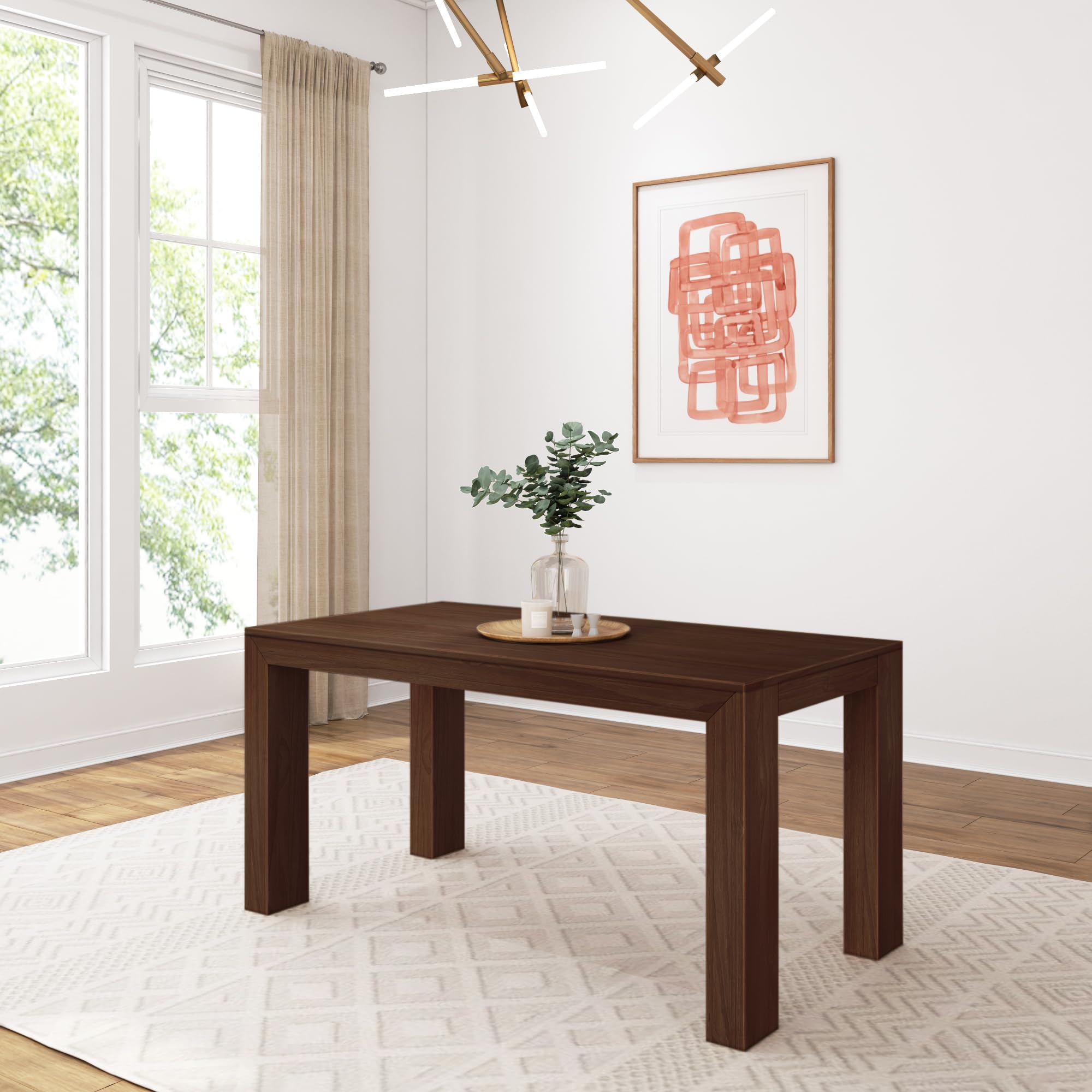 Maxwood Furniture Solid Pine Wood Dining Table – Modern 152.5cm Rectangular