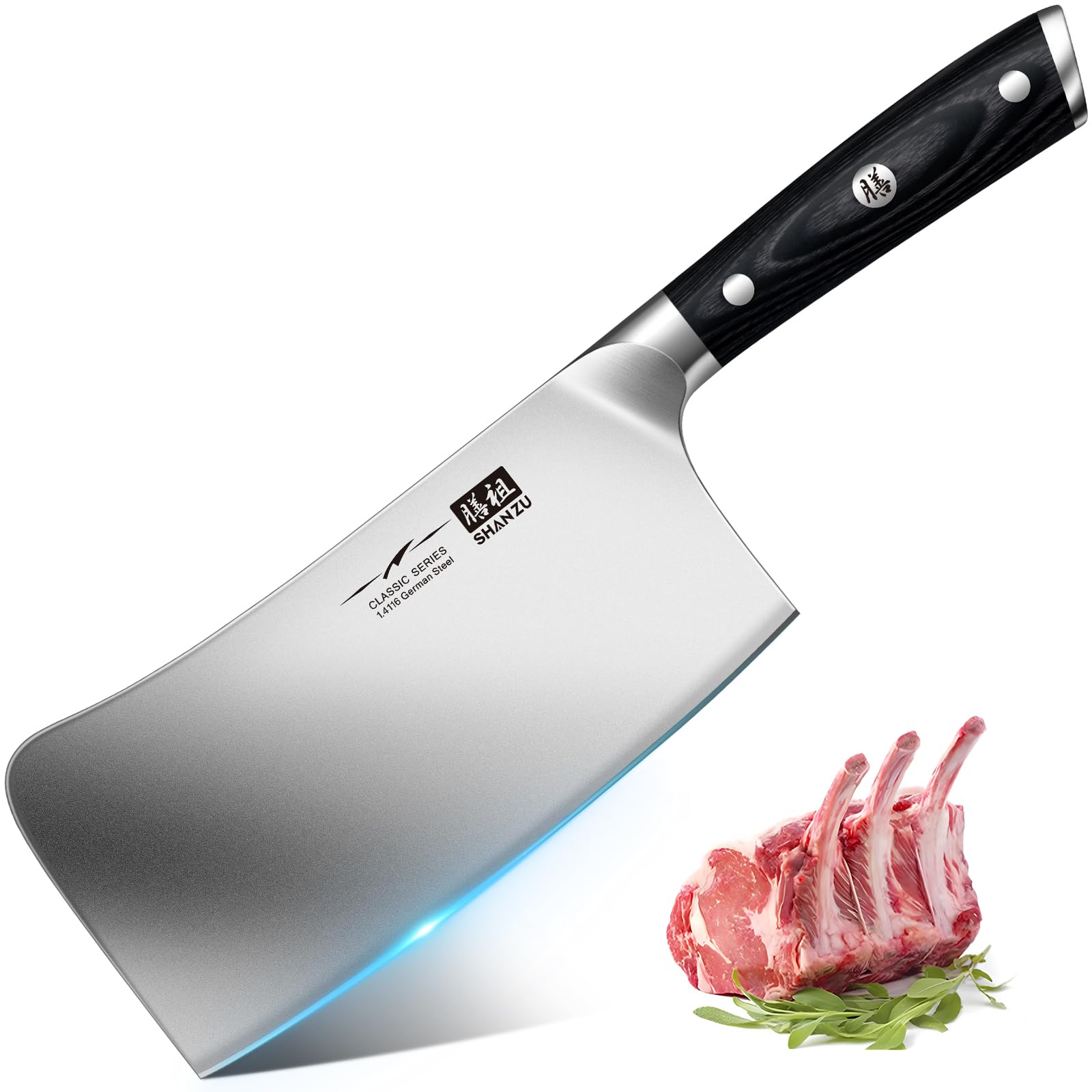 SHAN ZU 7-inch Meat Cleaver | German Stainless Steel Butcher Chopper Knife