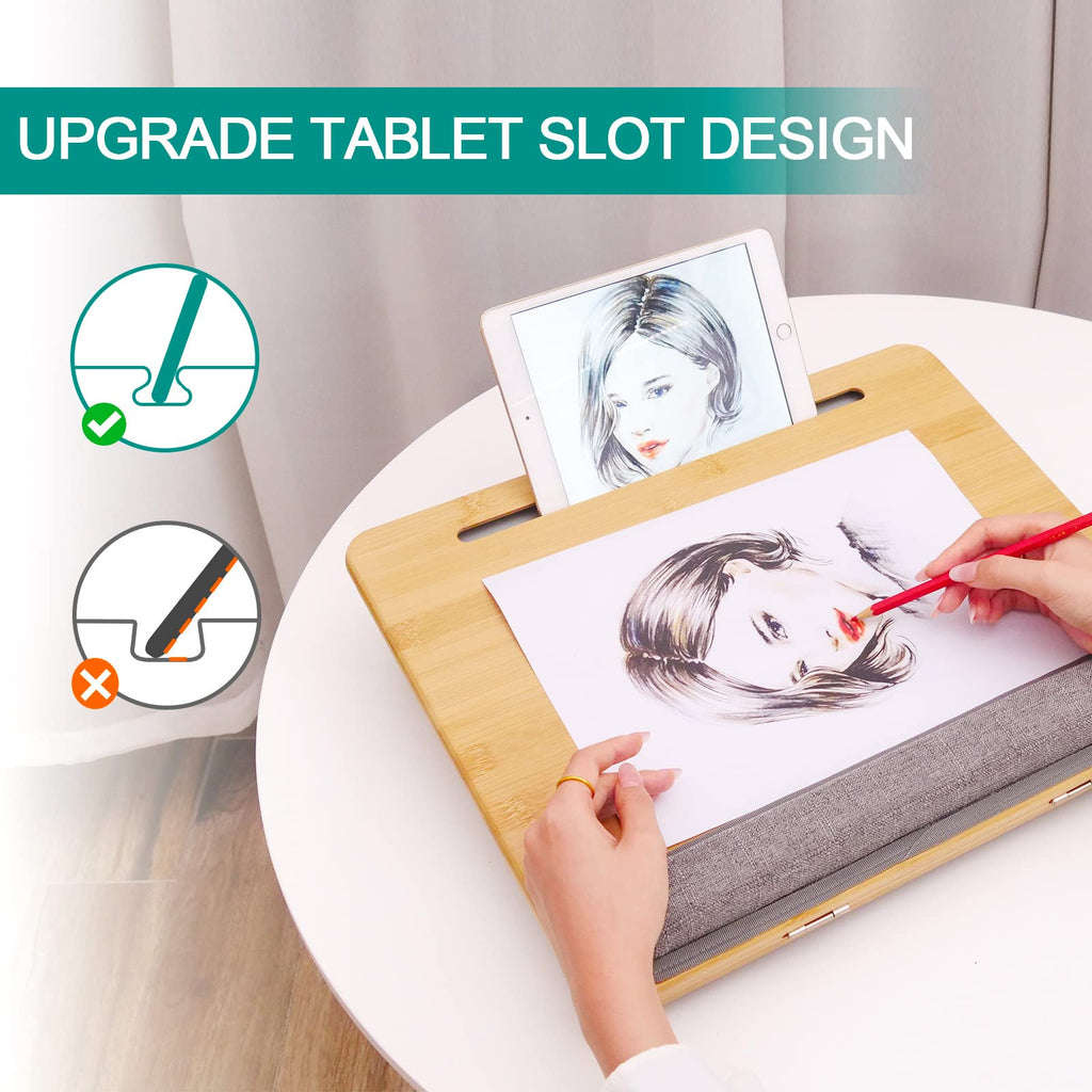 Jolof Store Bamboo Lap Desk – Adjustable Ergonomic Laptop Tray with Cushion