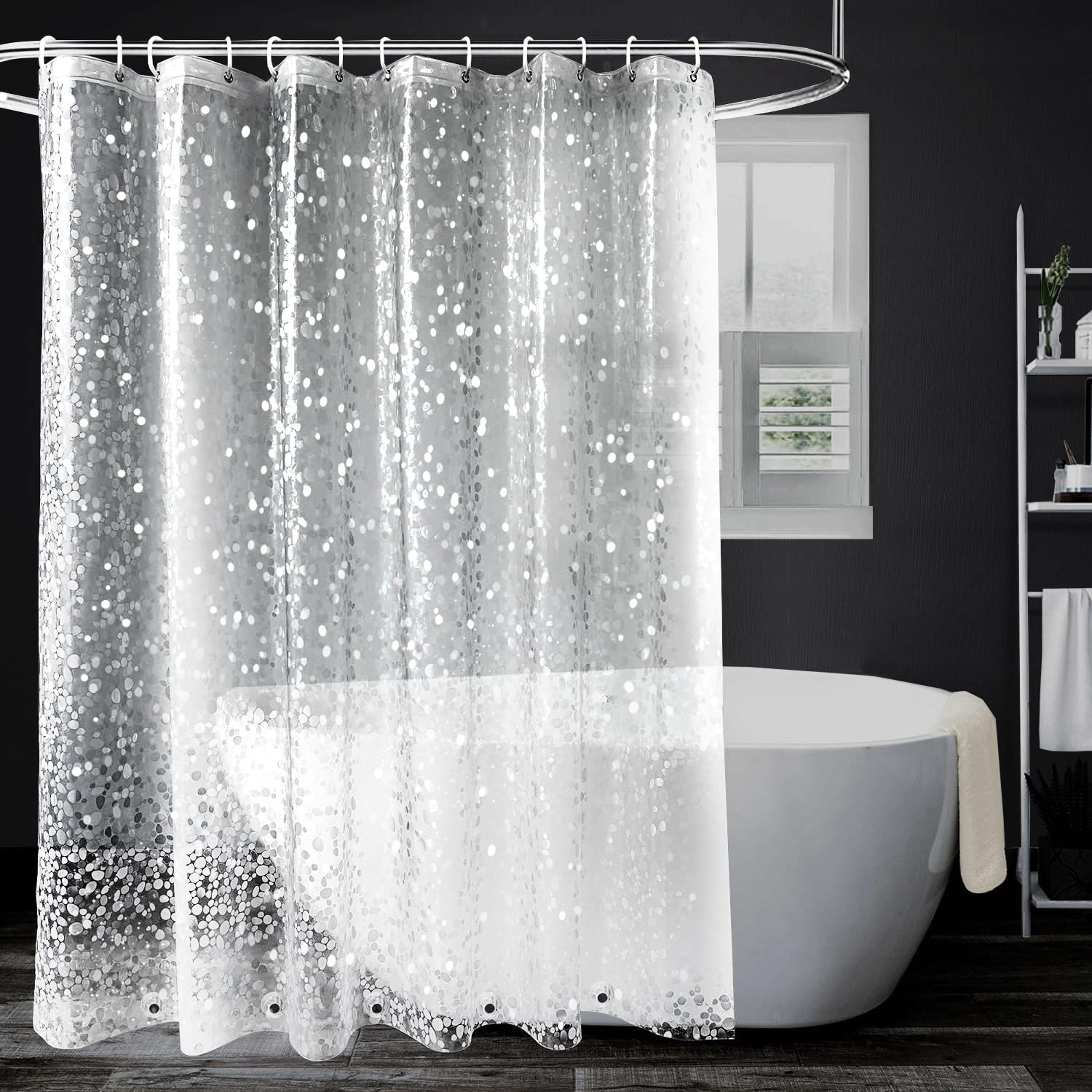 Jolof Store PEVA Shower Curtain – 3D Pebble Clear Mold Resistant Liner