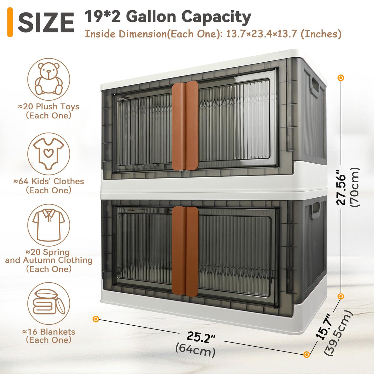 AssHMKIT Storage Cabinet with Lids, Extra Large Useful Box, 19 Gallons 72L Each One, 2 Packs, Collapsible, Transparent, Home Organizer - image 2