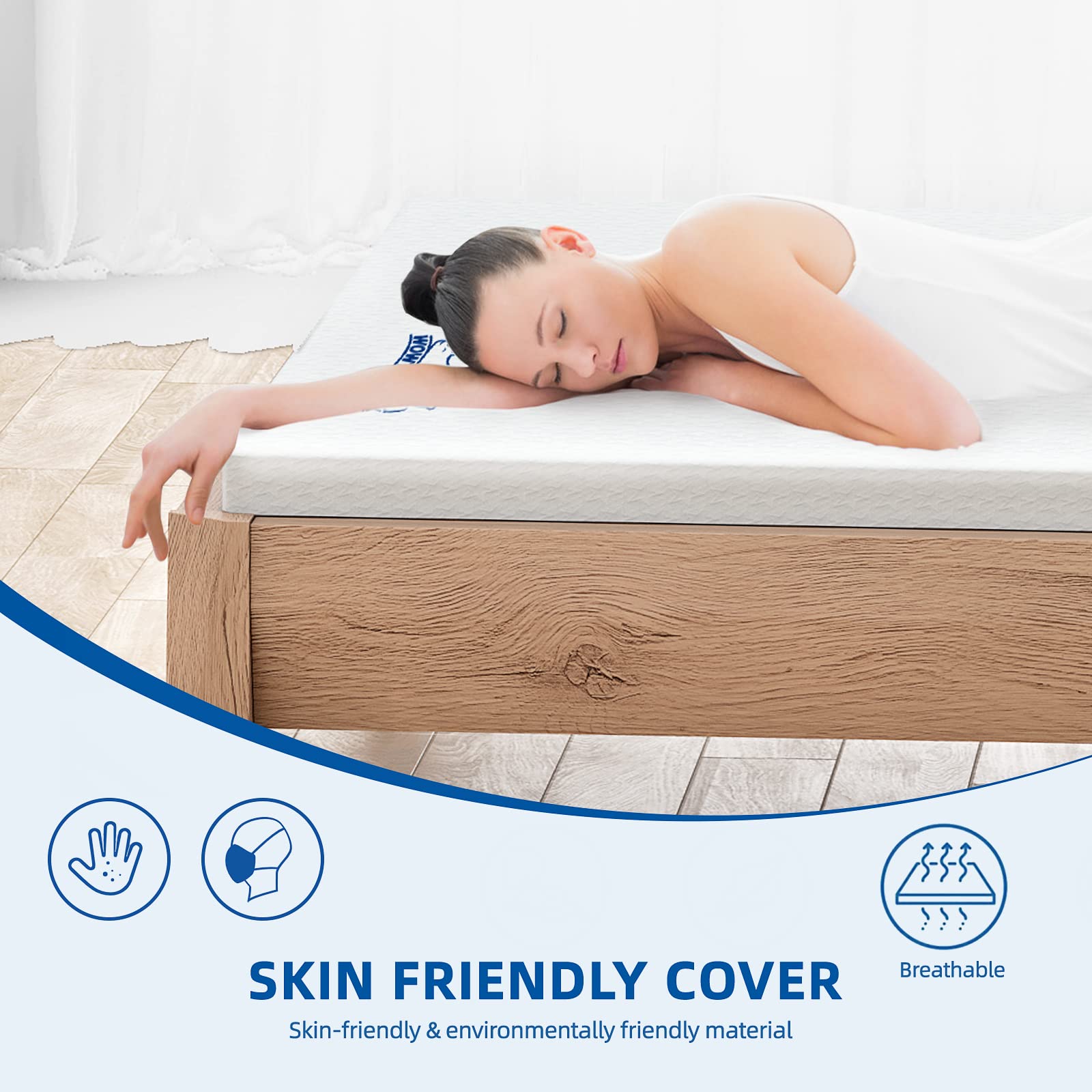 WOWTTRELAX 2 Inch Memory Foam Mattress Topper | King Size Cooling Gel