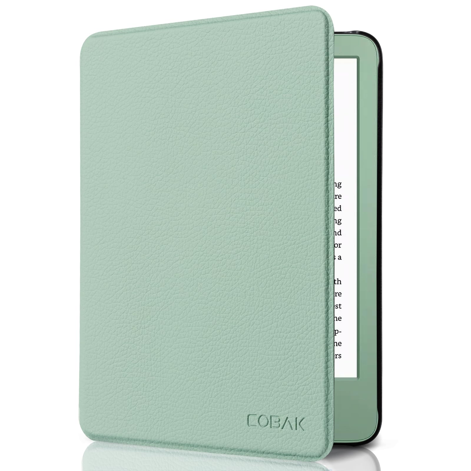 CoBak Kindle 11th Gen Case – Premium PU Leather Smart Cover, Matcha Green