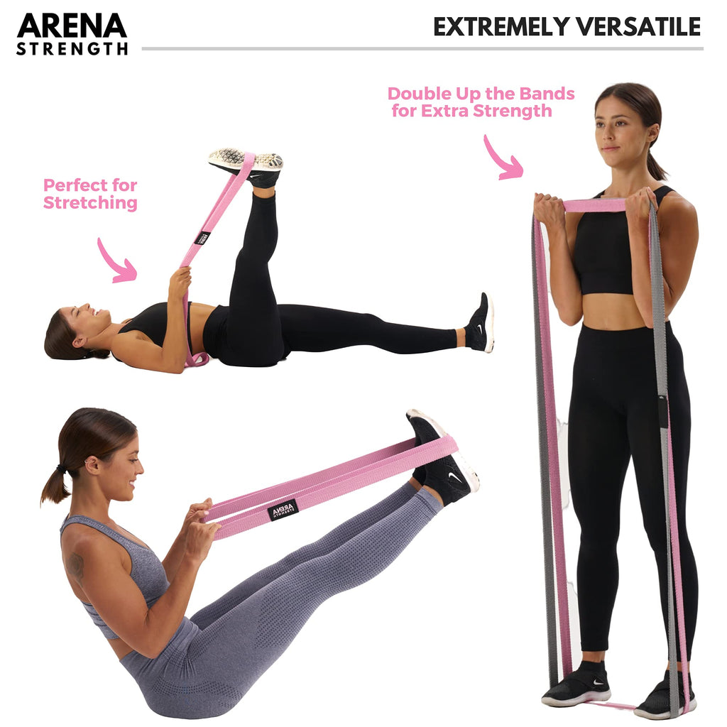 Arena Strength Long Fabric Resistance Bands Set with Workout Guide
