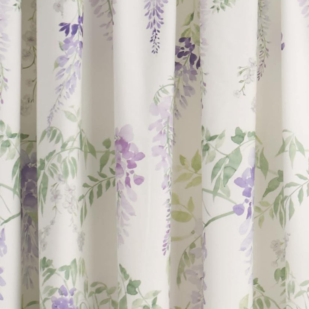 Dreams & Drapes Wisteria Floral Pencil Pleat Curtains – Purple 66x72"