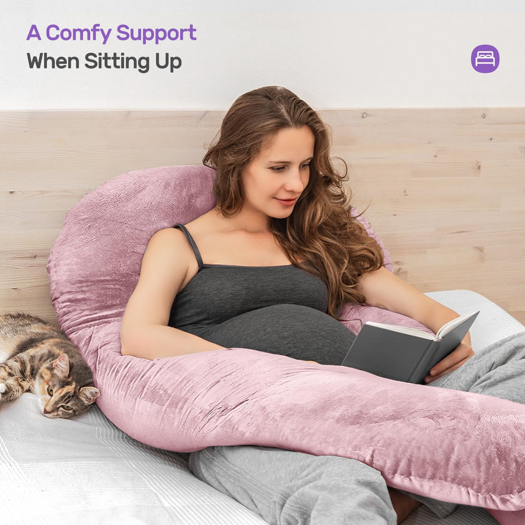 Nuliie U-Shaped Pregnancy Pillow - Full Body Maternity Support, Mauve Pink