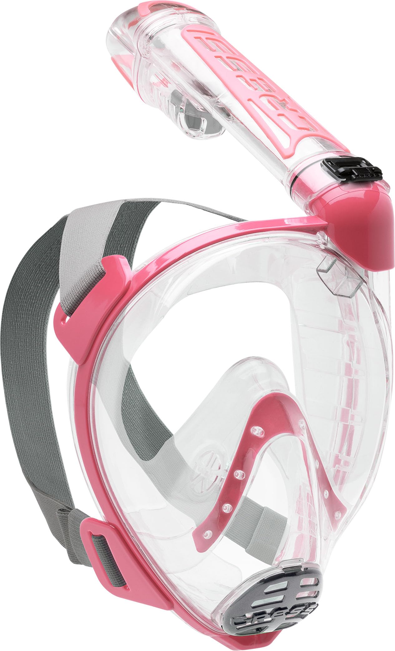 Cressi Duke Full Face Snorkel Dry Mask | Adult Unisex - Clear/Pink, S/M