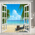 JOOCAR Palm Tree Beach Shower Curtain | Waterproof Tropical Decor