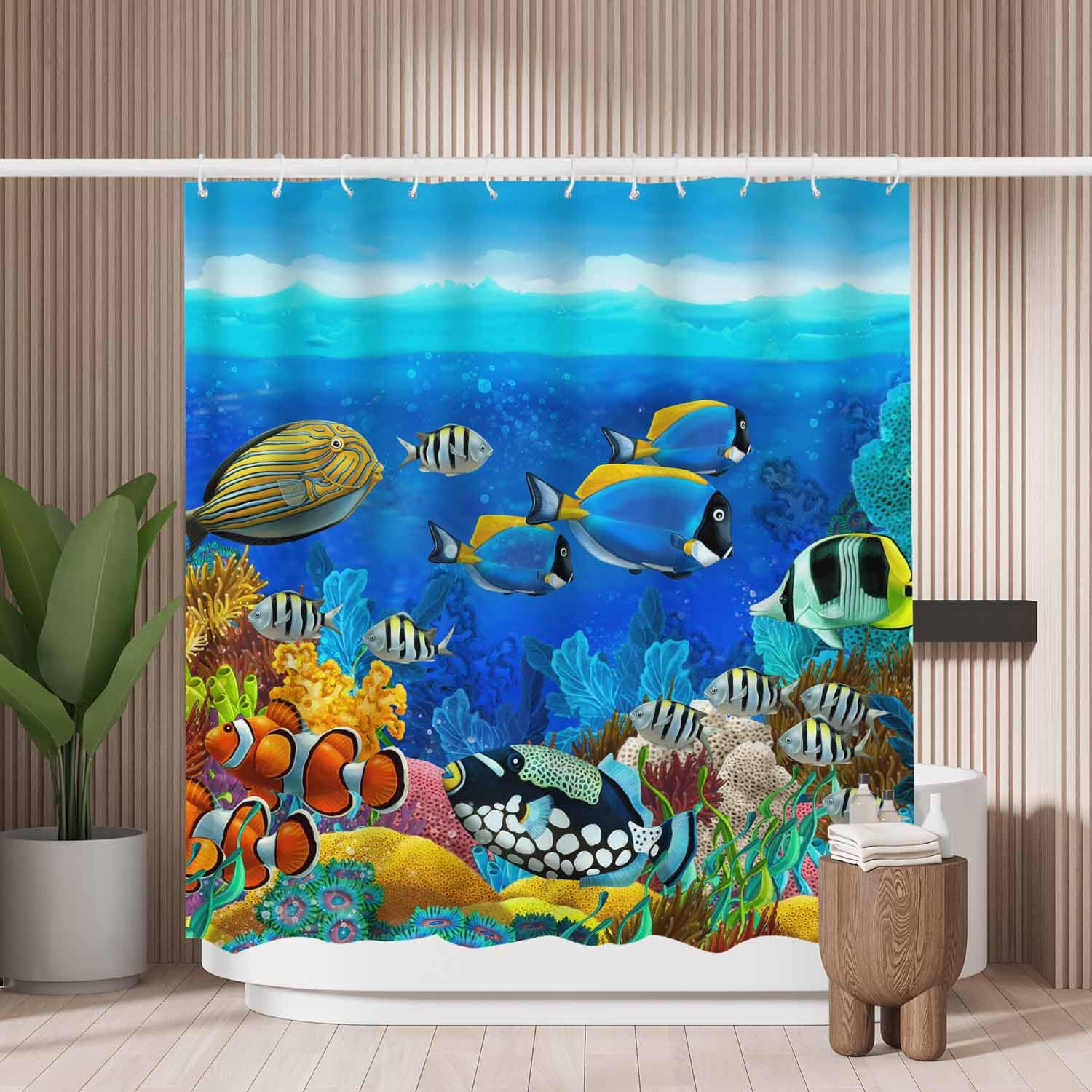 Tropical Fish Shower Curtain | Mold Resistant Polyester